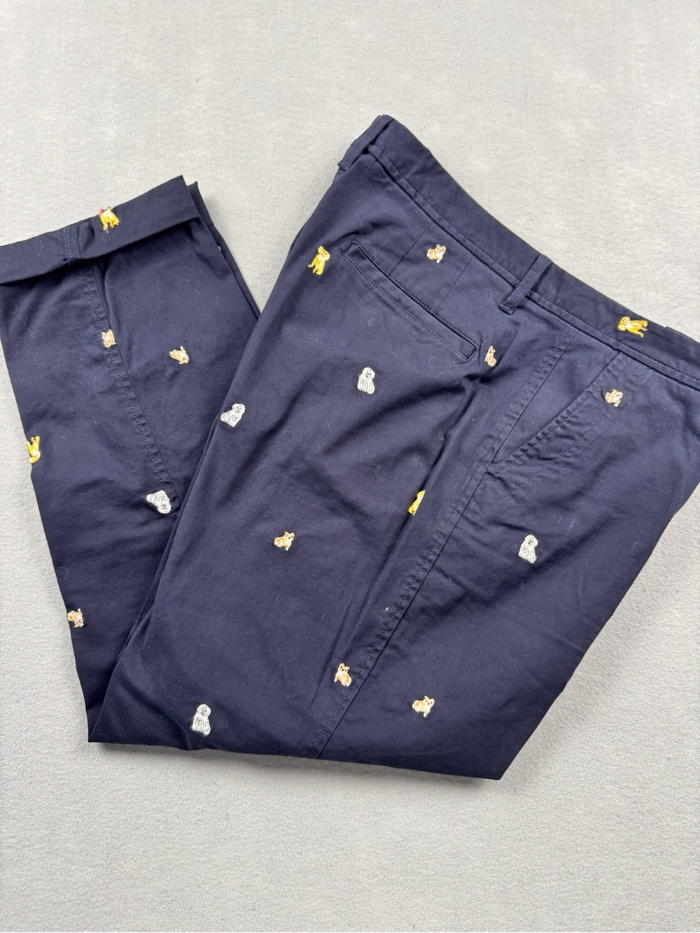 Talbots Pants Womens 10 Blue Relaxed Chino Dog Embroidered Cotton Casual Trouser